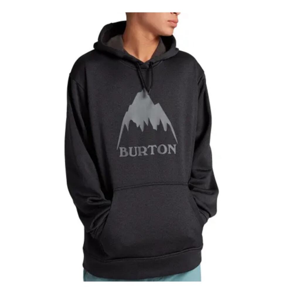 Burton Men's True Black Heather Oak Po Snowboard Fleece Hoodie Size L